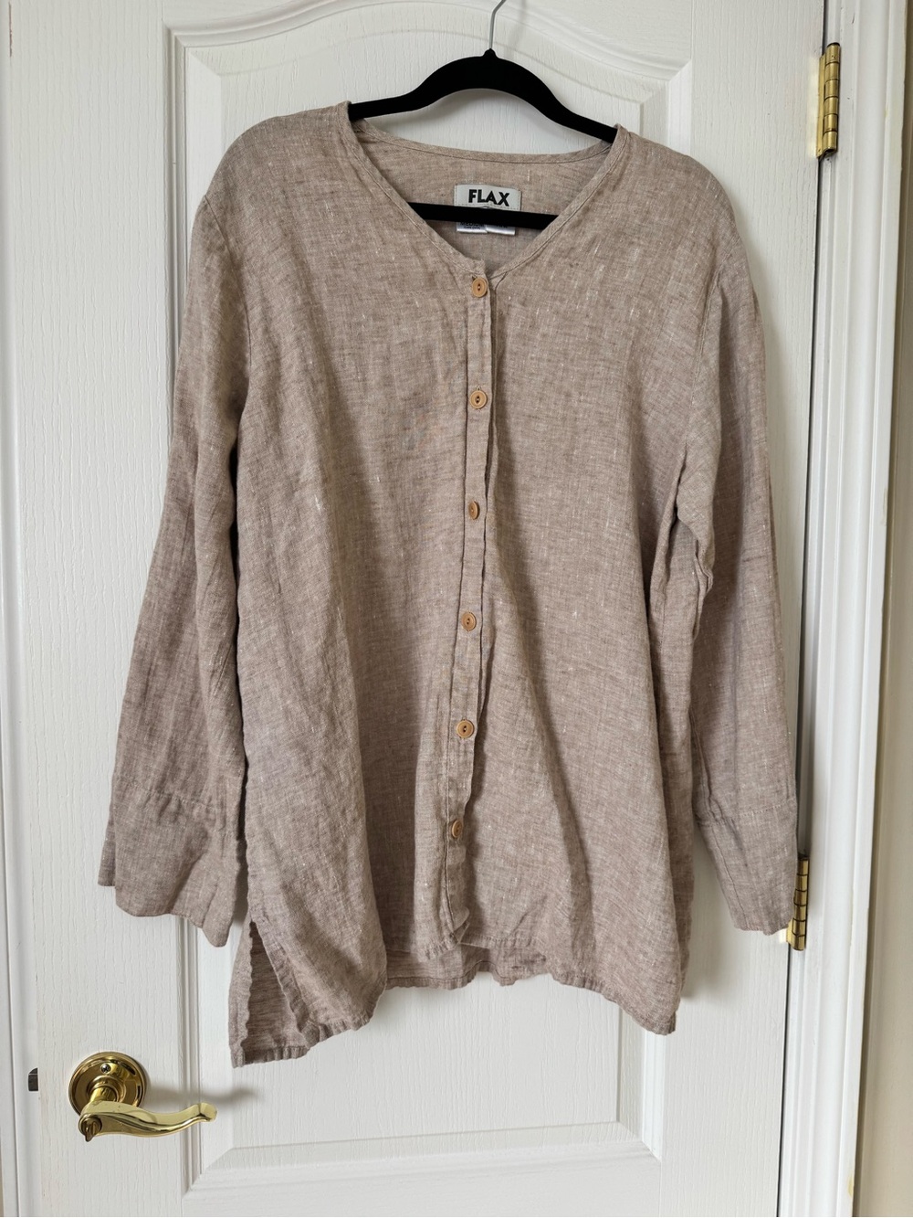 Flax Natural Beige Linen Button-Front jacket